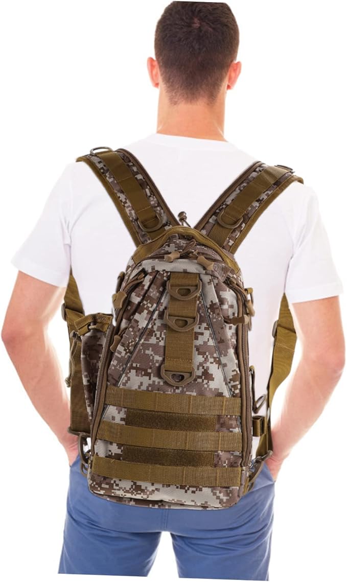 1pc Capacity Hiking Backpack Outdoor Sports Bag Straps Desert Camouflage Design for Travel and Storage