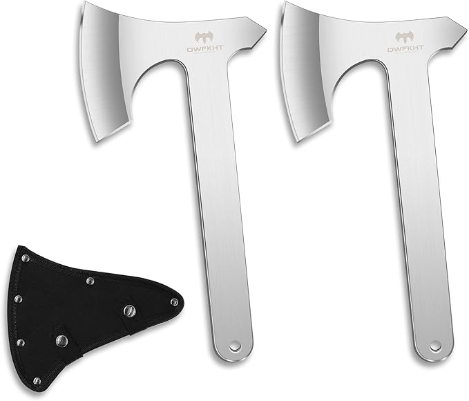 Throwing Axe Set 2 Pack 10.2 Throwing Axes and Tomahawks Full Tang Stainless Steel with Nylon Sheath 4.3 Blades Design Perfect for Axe Throwing Game Competition and Recreation