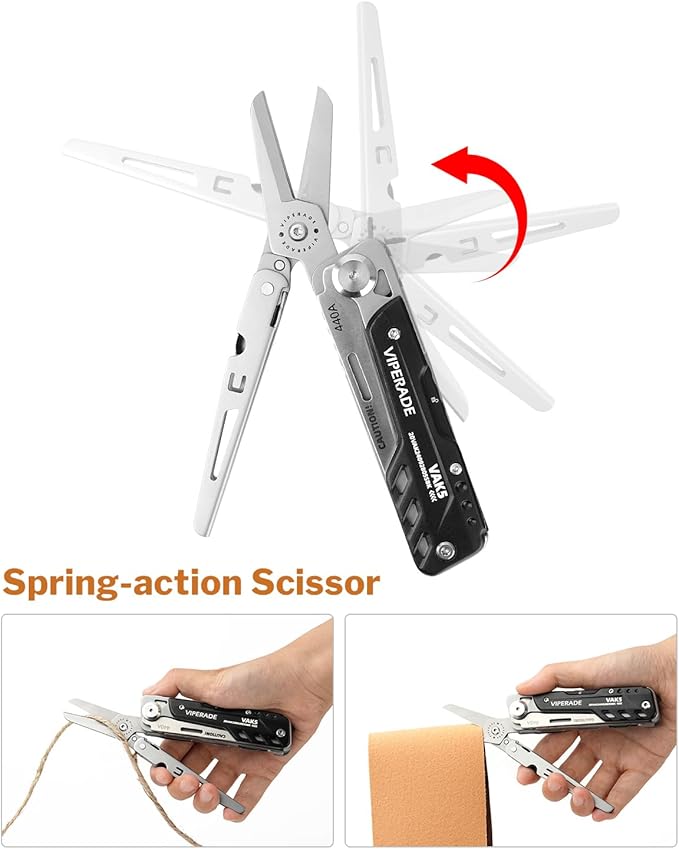 VIPERADE VAK5 Folding Knife with Scissors Pocket Multitool Knife with Belt Clip Prefect for Survival Housework Hunting Camping and Everyday Use (VAK5)