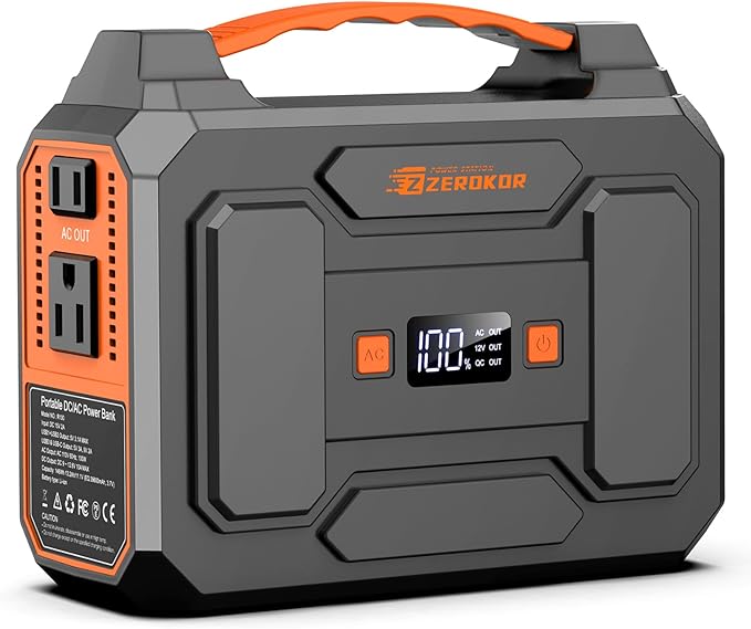 ZeroKor Portable Power Station 100W Power Pack with AC Outlet Portable Solar Generator 146Wh External Battery with DC USB C QC3.0 for Smart Devices Camping Home RV VanLife(without Solar Panel)