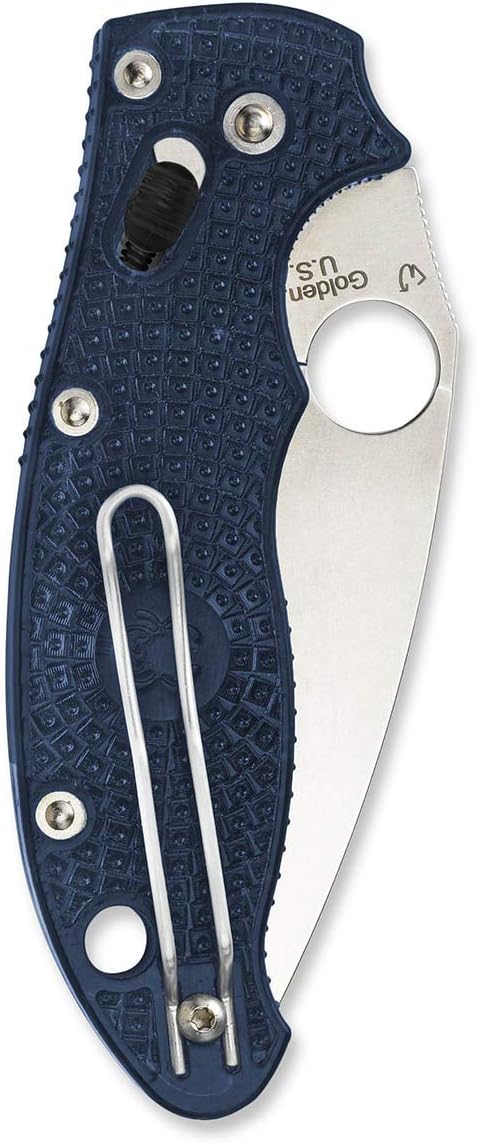Spyderco C101PDBL2 Manix Pocket Knife with Folding Blade Plain Edge Drop Point 3 3/8-Inch