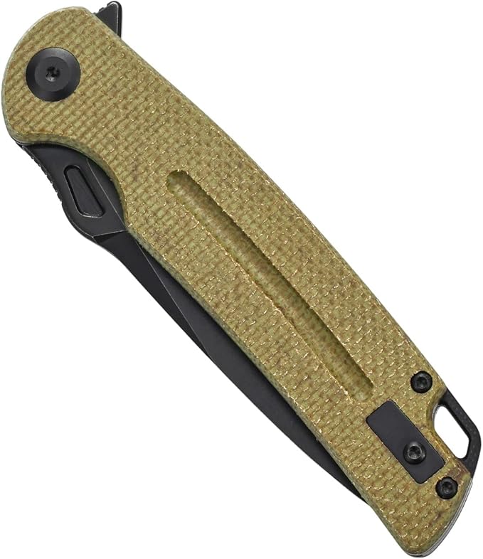 Sitivien ST137 Folding KnifeD2 Satin BladeMicarta Handle EDC Tool Knife for Outdoor Hiking Camping Fishing(Green)