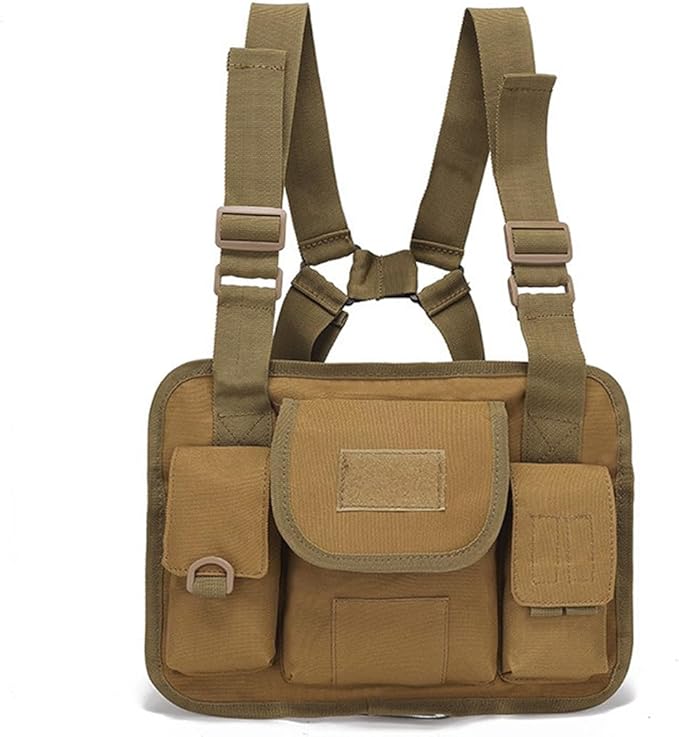 Outdoor Chest Bag For Men Tactical Utility Pack Lightweight Chest Pouch Hiphop/Harness Bag for Workouts Cycling Hiking (Mud Color)