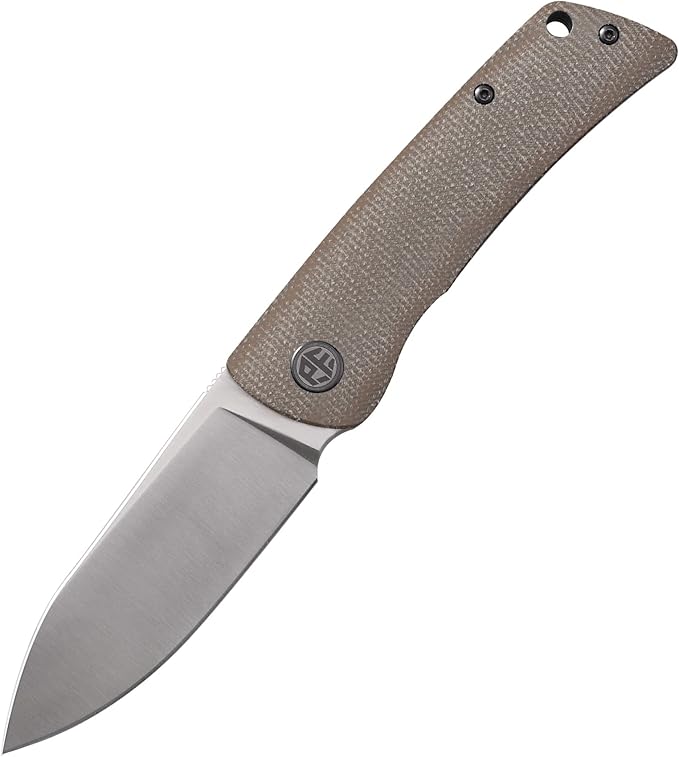 Petrified fish PFE05 Flavorist3.15 K110 Satin Blade 94g Micarta Handle Front Flipper Liner lock Folding knife (Khaki-S)