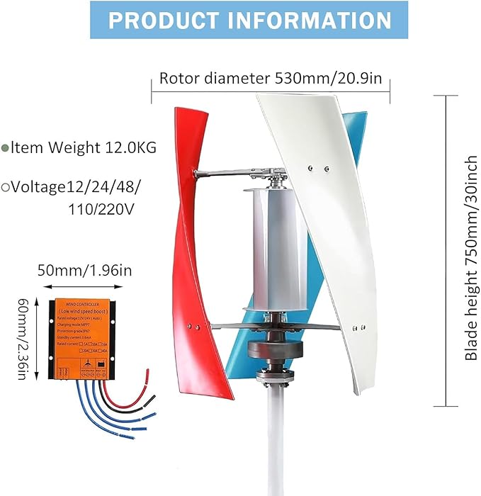 18000W Vertical Wind Turbine Generator Kit for Home &amp Business Colorful 12V Wind Mill with Controller Efficient Renewable Energy Solution for Industrial Use