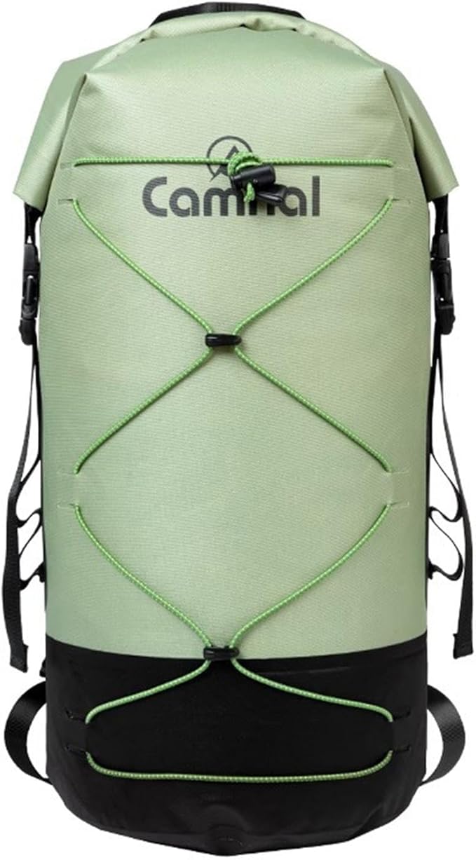 pistro 20L Waterproof Dry Backpack for Hiking Camping Boating with Wet Dry Separation Floating Dry Bag- Green