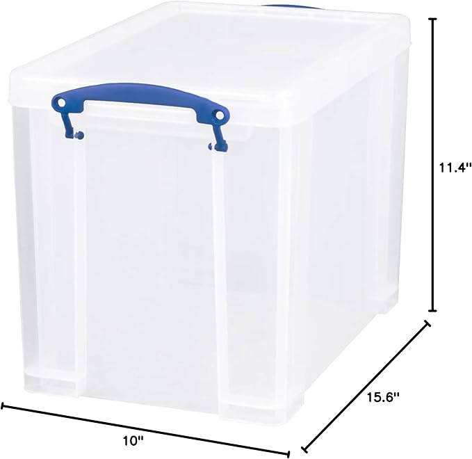Really Useful Box 19 Liter Plastic Stackable Storage Container w/Snap Lid &amp Built-in Clip Lock Handles for Home &amp Office Organization Clear (5 Pack)