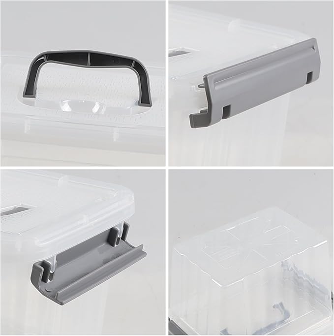 3.5 Quart Small Clear Latching Boxes with Handle Tiny Plastic Storage Bins with Lid 6 Packs
