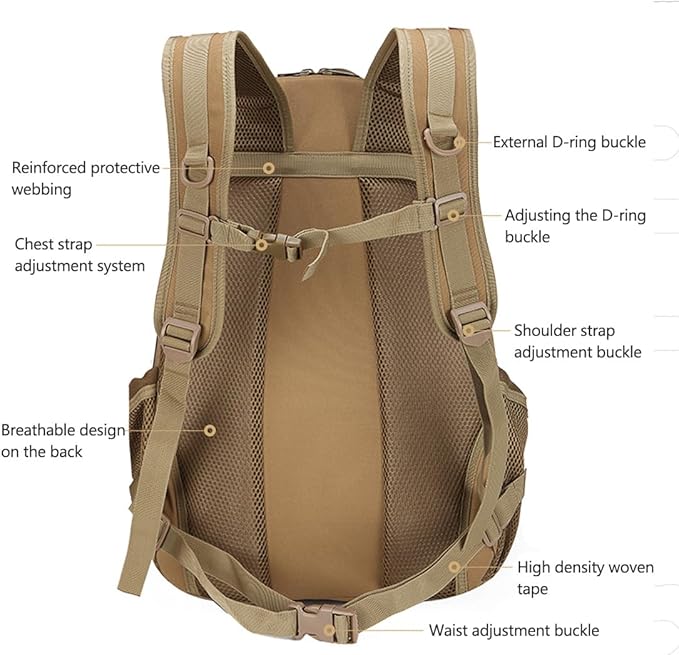 Tactical Backpack for Men Day Pack Molle Military Rucksack Waterproof 35L EDC Bag for Fishing Hiking Hunting (Jungle Camouflage)