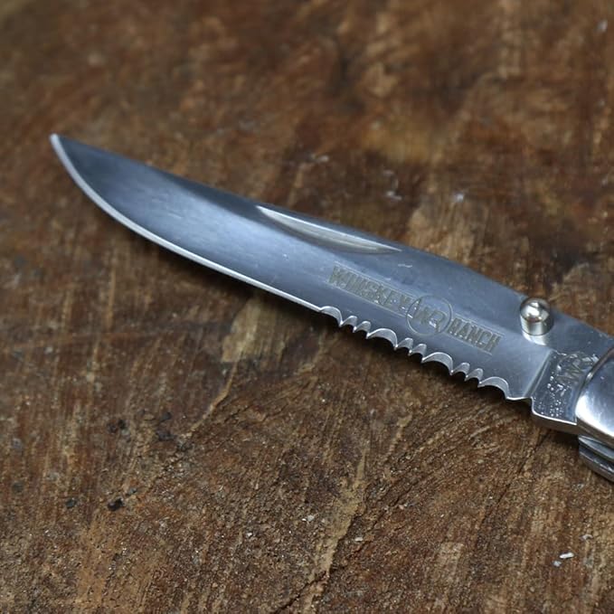 WHISKEY BENT HAT CO. Trapper Folding Pocket Knife with Hoofpick 4.125 Closed Length 440C Stainless Steel Blades (Turquoise River)