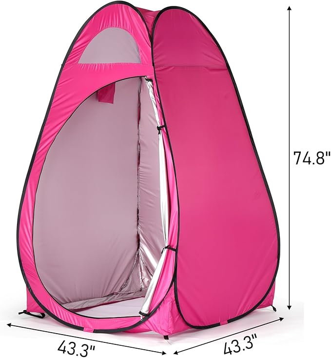 Pop Up Pod - Privacy Shower Tent with Carry Bag Dressing Room Instant Portable Toilet Stall for Camping Beach or Tailgate (Pink)