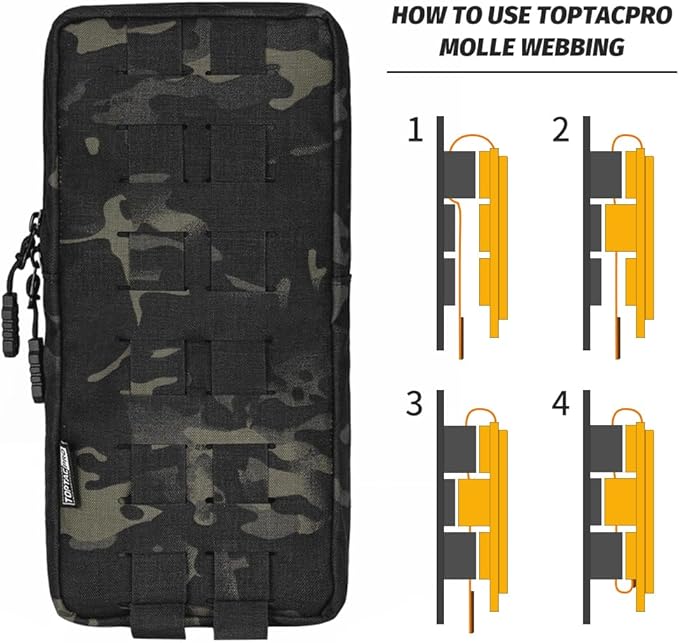 Tactical Hydration Pouch with Inner Bladder for 1L Water Bag Laser Cut MOLLE Hydration Pouch for Hiking Biking Running and Climbin 500D Nylon