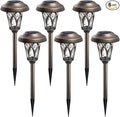 GIGALUMI 6 Pack Solar Pathway Lights Outdoor Metal Glass &amp ABS Solar Landscape Lights Waterproof IP65 Warm White Solar Powered Garden Lights for Yard Patio Walkway Driveway (Brown)