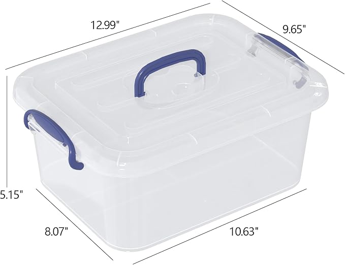 8 Quart Plastic Latching Boxes with Handles Clear Storage Tote with Lids 2 Packs