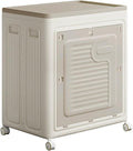 Folding Large Storage Box With Flip Lid And Wheels Home Closet Organiser Plastic Storage Bin Clothes Blanket Storage Cabinet 80/120L ﻿(58x39x68cm)