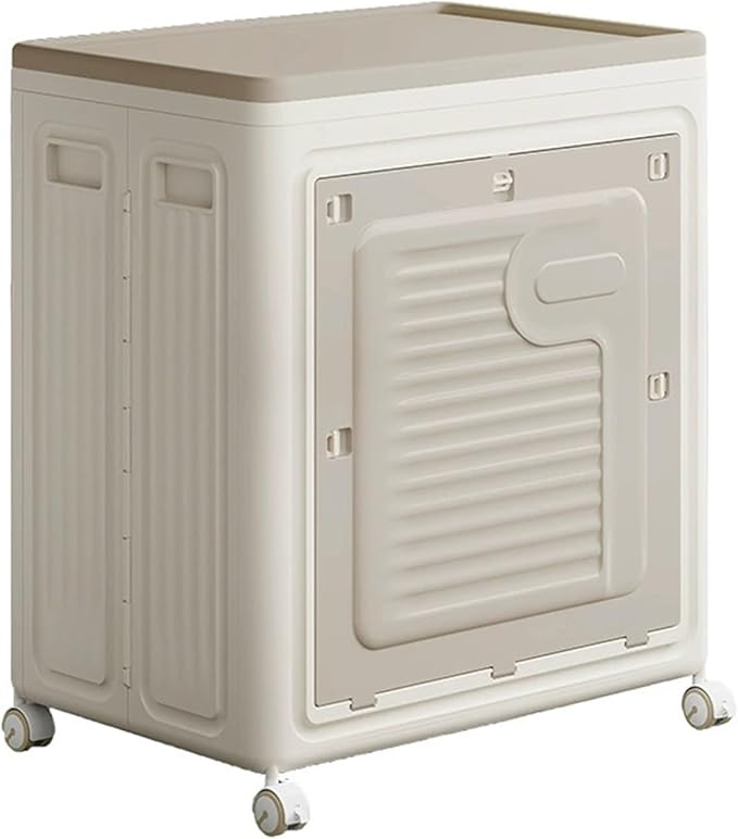 Folding Large Storage Box With Flip Lid And Wheels Home Closet Organiser Plastic Storage Bin Clothes Blanket Storage Cabinet 80/120L ﻿(58x39x68cm)