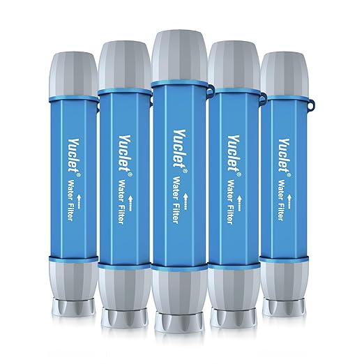 Yuclet 5 Pack Personal Water Filter Straw for Drinking Survival 0.1-Micron Portable Water Purifier Straw Filters for Camping Hiking Travel Backpacking &amp Emergency Preparedness