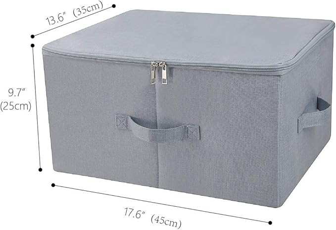 iwill CREATE PRO 17.6x 13.6x 9.7Dust-proof Closet Clothes Storage Boxes with Zip Lid Breathable Fabric &amp Collapsible Design Organizer Bins for Clothing Toy Dolls Shoes Blankets Light Gray 2