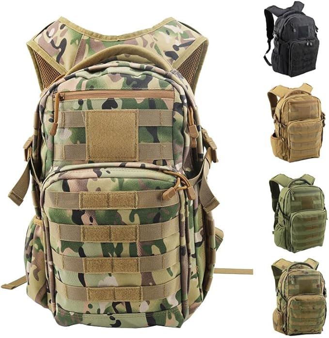 Outdoor Sports Pack Hiking Bag Rucksack Knapsack Combat Camouflage Tactical Backpack- Black CP Medium