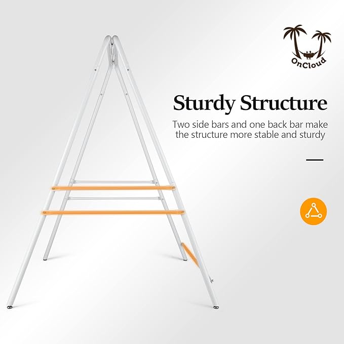 ONCLOUD Outdoor Hanging Chair Stand Heavy-Duty 450 LBS Support Outdoor Hammock Chair Stand for Patio Garden and Backyard White