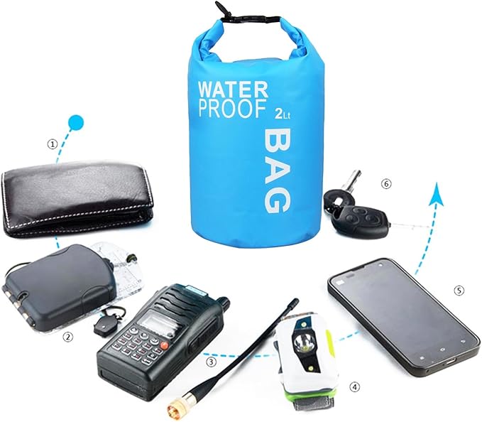 doorslay 20L Watertight Dry Bag Backpack - Roll Top PVC Kayaking Bag with Front Pocket for Swimming Camping Hiking &amp Beach Activities (20L+2L)