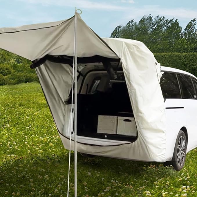 Car Side Awning Tent for SUV MPV Camping with Double Layer Mesh Design Waterproof 210D Oxford Fabric Outdoor Shelter Sunshade Canopy with Storage Bag