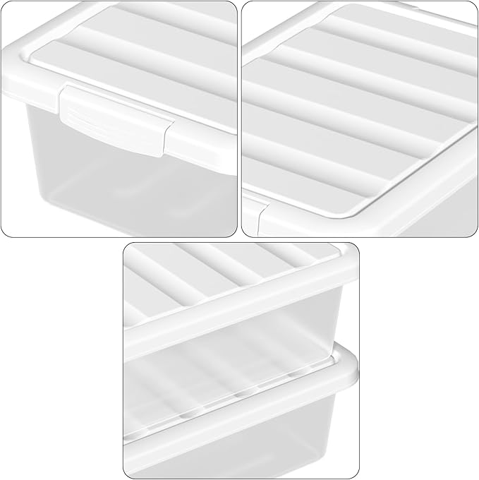 14 Quart Plastic Clear Storage Bin Stackable Latching Box with Lid 2 Packs