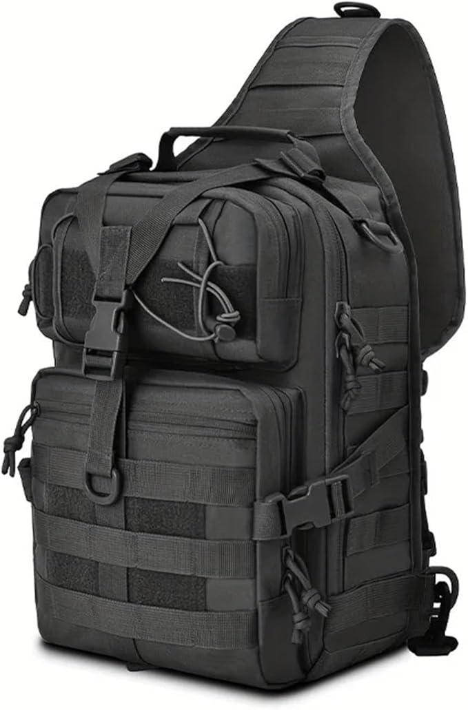Tactical Sling Backpack Versatile Chest Bag Waterproof EDC Rucksack Bag for Outdoor Hiking Camping(Black)