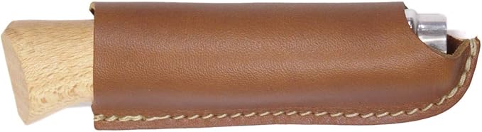 oopsmark Leather Belt Sheath and Case for Knives Designed in Opinel France - Pocket Knife Holder for Camping Hunting Fishing and Picnics