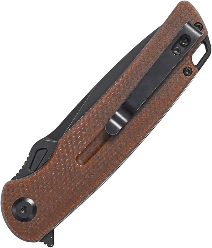 Sitivien ST137 Folding KnifeD2 Satin BladeMicarta Handle EDC Tool Knife for Outdoor Hiking Camping Fishing(Brown)