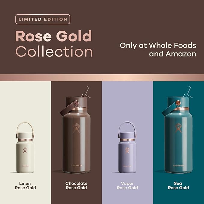 Hydro Flask Micro Bottle - Leak Proof Purse or Pocket Flask - Insulated Mini Water Bottle 6.7 Oz Vapor Rose Gold