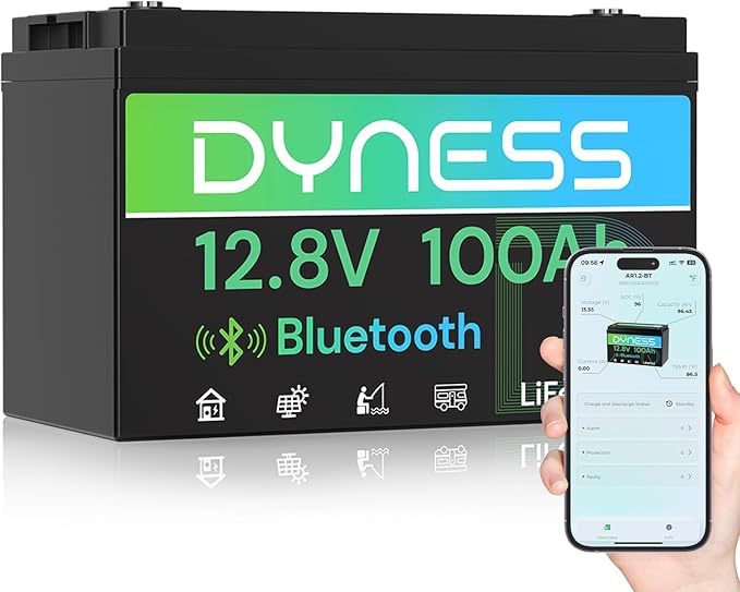 12V 100Ah Bluetooth LiFePO4 Battery Deep Cycle Group 31 Lithium RV Batteries Built-in 100A BMS with Low-Temp Protection 12.8 Volt Lithium Battery for Rv Camping Home Solar System Off-Grid