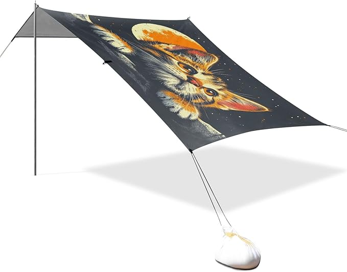 ALAZA Cat Kitten Cute Beach Tent Sun Shelter UPF50+ Protection Beach Shade Canopy w/ 4 Sandbags for Outdoor Camping Fishing Backyard Fun Picnic 10x9 ft