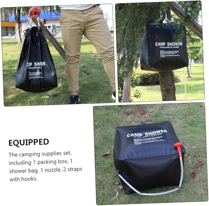 POPETPOP Portable Solar Shower Bag Outdoor Camping Shower Bag with Durable Material Heats Water Using Solar Energy with Nozzle for Warm Anywhere