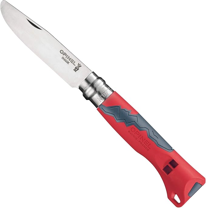 Opinel Outdoor Junior No. 07 Stainless Steel Folding Knife with Safety Rounded Tip Integrated Whistle Made in France