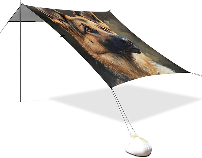 ALAZA Cool German Shepherd Dog Beach Tent Sun Shelter Portable Canopy Sunshade for Outdoor Camping Picnics Backyard Fun 10x9 ft