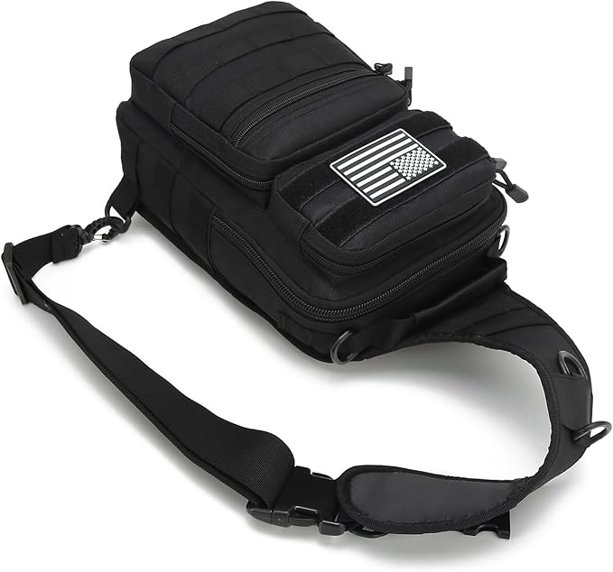 Sling Bag for menTactical Shoulder Backpack Molle Assault Range Bags Chest Pack Day Pack Diaper Bag (Khaki)