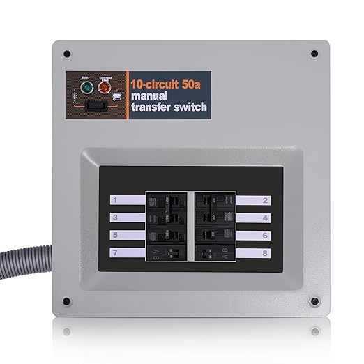50 Amp Manual Transfer Switch Replacement for Generac 9854 10-Circuit Selector 240V Generator Hookup Indoor Pre-Wired Manual Transfer Switch