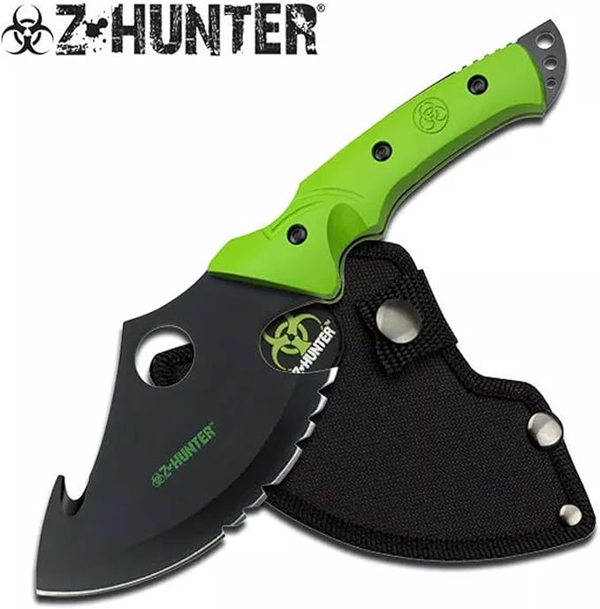 Wilcor Hunting Axe Black Serrated Blade Neon Green Wood Handle
