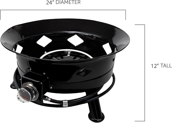 Flame King Smokeless Propane Fire Pit 24-inch Portable Firebowl 58K BTU with Self Igniter Cover &amp Carry Straps for RV Camping &amp Outdoor Living