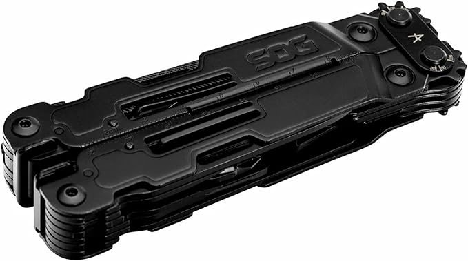 SOG PowerAccess Deluxe All-Around Heavy Duty Stainless Steel Multi-Tool w/Nylon Sheath Two Knife Blades Can &amp Bottle Opener Black