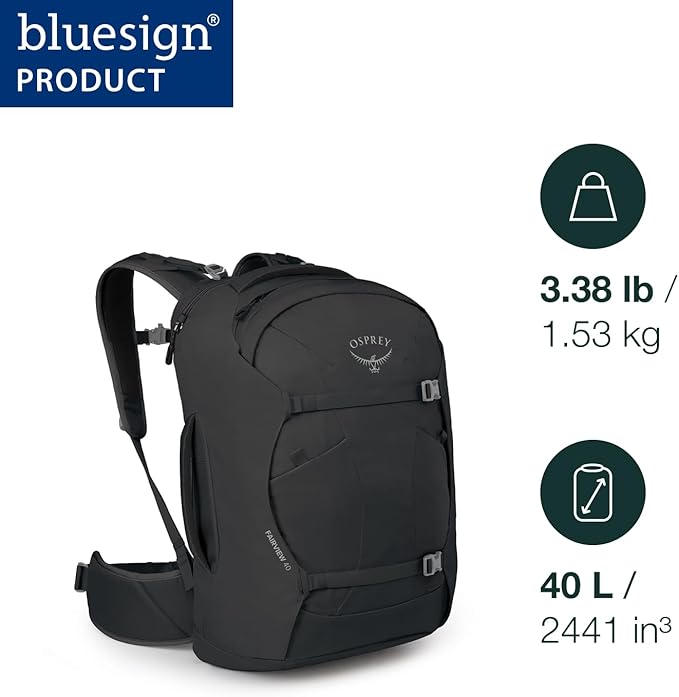 Osprey Fairview 40L Women's Travel Backpack - Carry On Bag with Laptop Sleeve and Toiletry Pocket Black