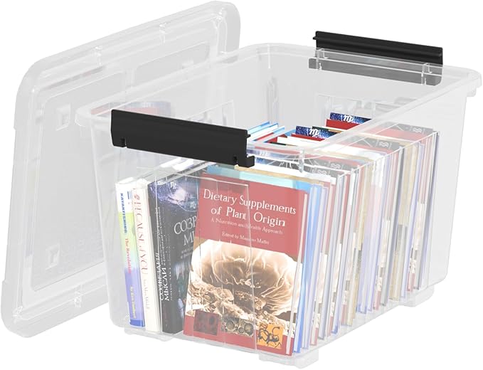 4-Pack 35 Quart Plastic Storage Bin with Secure Lid and Latching Buckles Stackable Wheeled Container Box