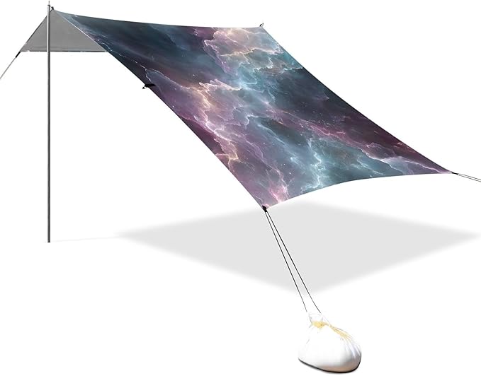 ALAZA Blue and Purple Lightning Black Background Pattern Beach Tent Sun Shelter Portable Canopy Sunshade for Outdoor Camping Picnics Backyard Fun 10x9 ft