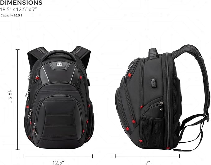Swissdigital Design Travel Backpack for Women or Men TSA Friendly USB Charging RFID Protection Business Carry on Bag Fits 15.6 Laptop Backpack Black | J14-BR