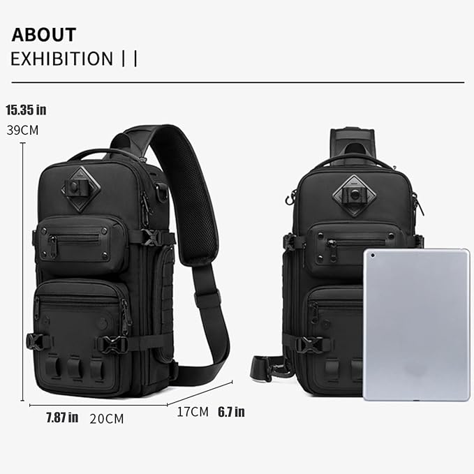 Sling Bag Tactical Sling Backpack Anti Theft Shoulder Crossbody Bag Water Resistant Travel Lightweight Casual Daypack(Green)