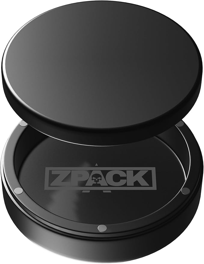 ZPACK Metal Can | Metal Pouch Can | Signature Series | Premium Aircraft-Grade Aluminum Container with Magnetic Closure | Slim EDC Pocket Tin | Carved Engraved Design | Gift for Him (Gunmetal)