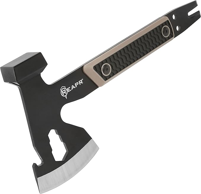 Reapr 11014 Versa Camp Axe Multitool with Pry Bar Nail Puller Hammer Wrench Set Bottle Opener 10.75 Length Survival Tools and Outdoor Accessories Black