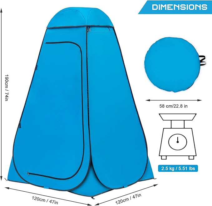 BRIAN &amp DANY Pop Up Shower Tent Portable Privacy Camping Changing Tent Camp Toilet Bathroom Pod with Rain Shelter &amp Windows UPF 50+ &amp Waterproof 47.2 x 47.2 x 74.8