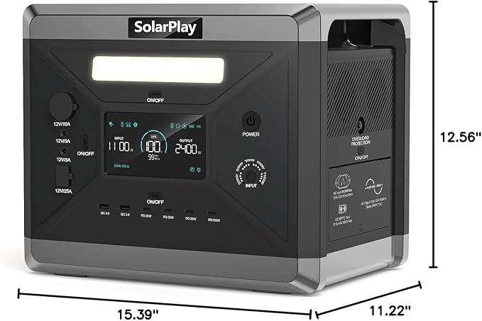 SolarPlay Portable Power Station 2400W (Peak 4800W) 2106Wh Solar Generator with 200W Solar Panel 1.5Hrs Fast Charging LiFePO4 Battery4 AC Outlets Emergency Power Station for Outdoor Battery Backup